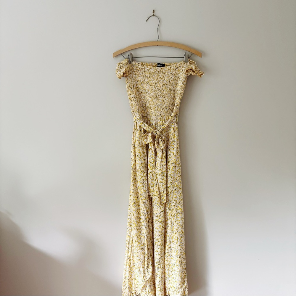 Aakaa by Vici Floral Off-Shoulder Yellow Maxi Dress
